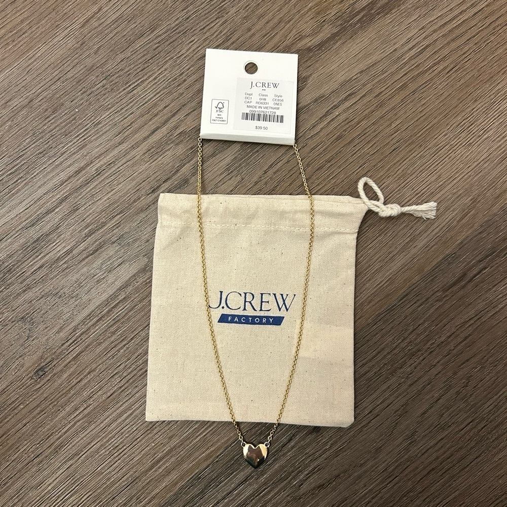 J. Crew Gold Necklace with Vibrant Rhinestone Red Heart NWT - Picture 3 of 5